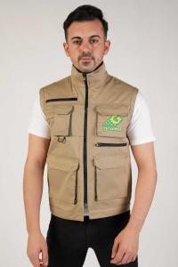 vests_wholesale_1 Multi Pocket Reverse Zipper Gabardine Vests Wholesale | TURKEY